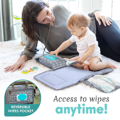 Kopi Baby Portable Diaper Changing Pad - Baby Diaper Changer Travel Bag with Wipes Pocket, Smart