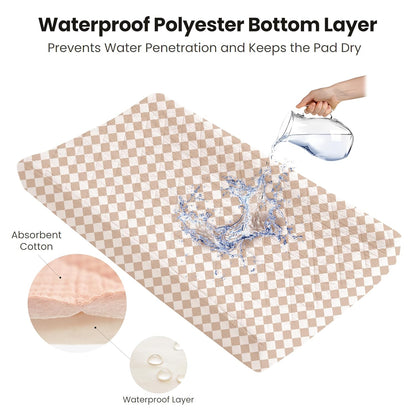 Konssy Waterproof Muslin Changing Pad Cover 2 Pack, Quilted Cotton Fitted Diaper Changing Table