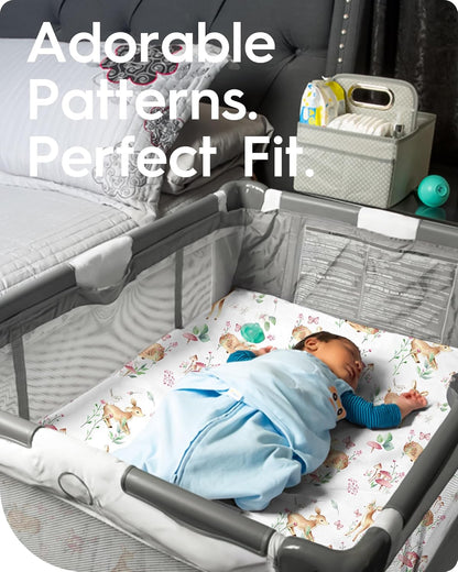 Mini Crib Sheets 24x38, Ultra Soft Pack N Play Sheets Fitted Boy Girl, Neutral Pack and Play