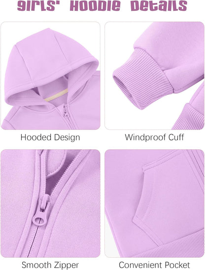 Cooraby 3 Pieces Baby and Toddler Girls Fleece Full-Zip Hoodies Lightweight Jacket with Pockets