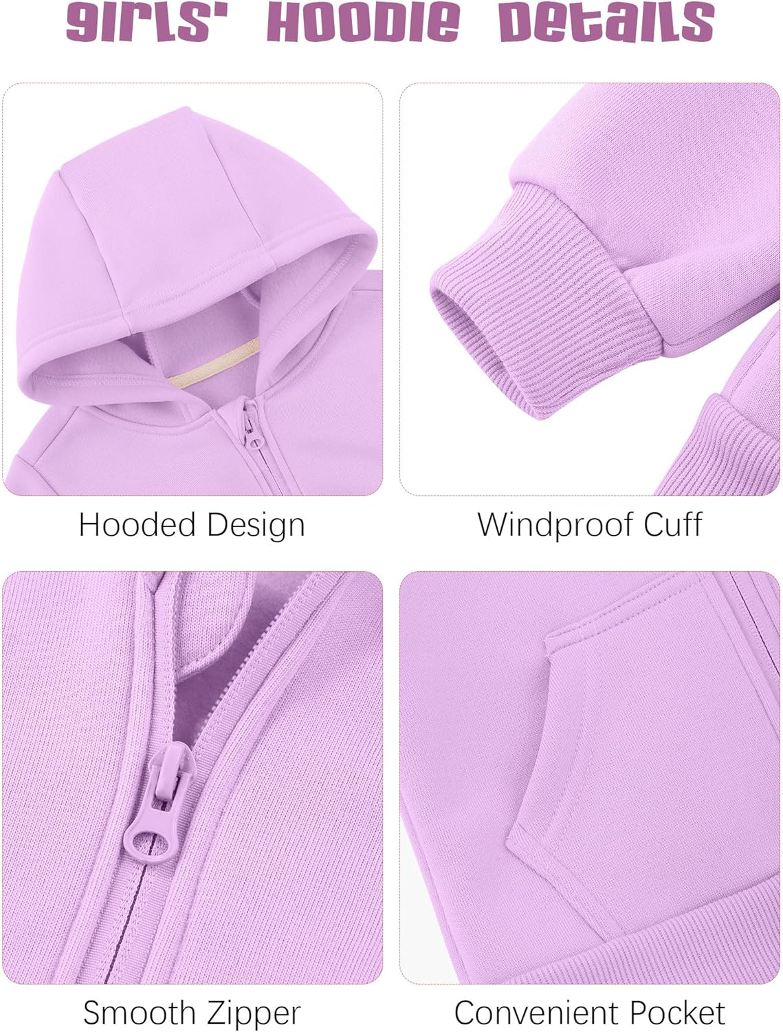 Cooraby 3 Pieces Baby and Toddler Girls Fleece Full-Zip Hoodies Lightweight Jacket with Pockets