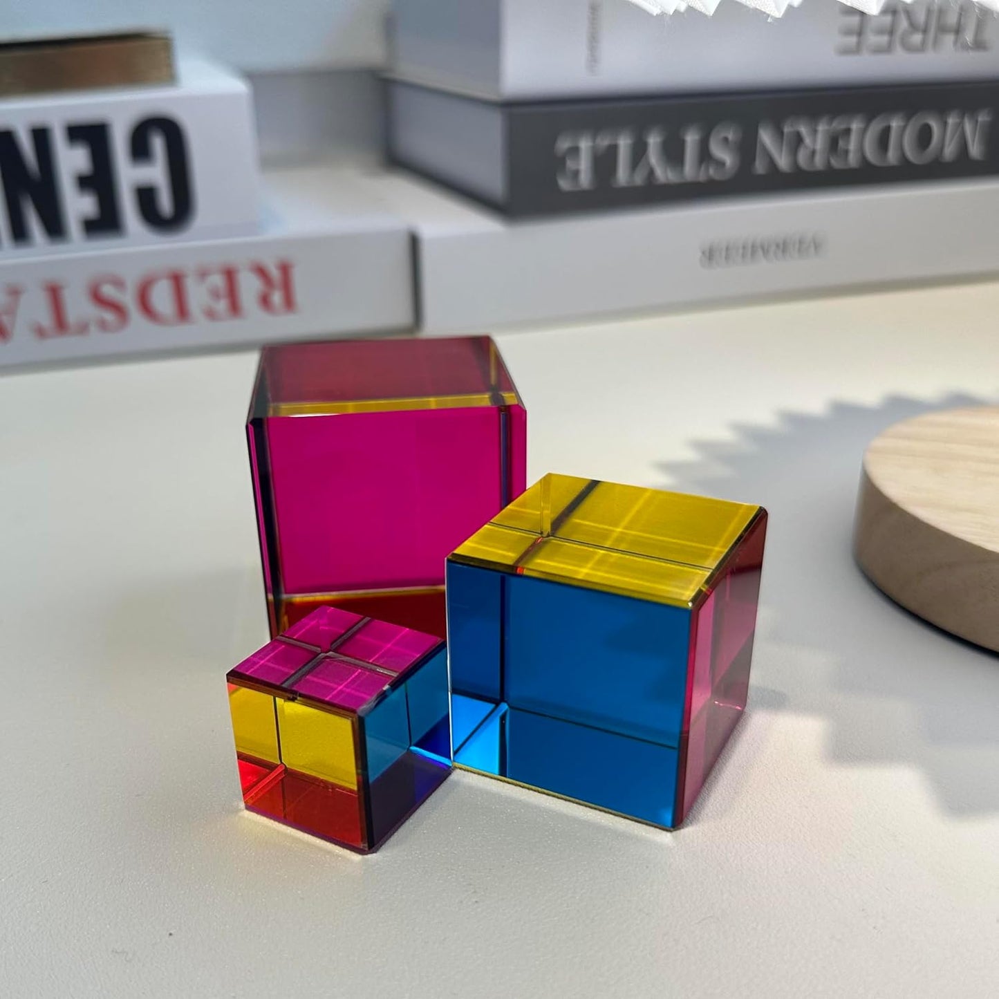 for Mixing Color Cube with Display Stand Diamond Polished, Scientific and Educational Toys