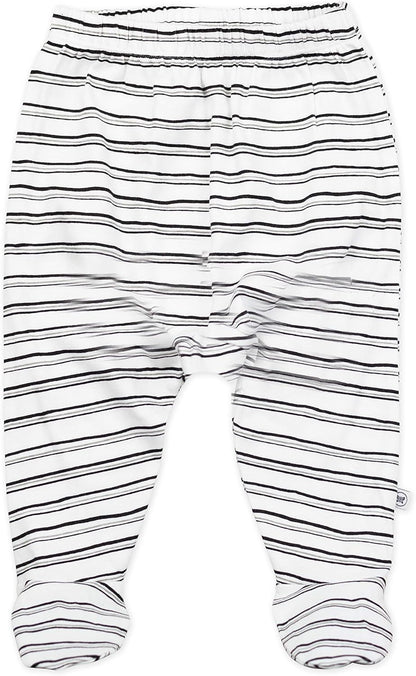 HonestBaby 3-pack Footed Pants Roomy Fit Pull on Bottoms 100% Organic Cotton for Infant Baby Boys