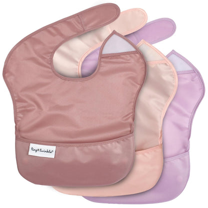 Tiny Twinkle Mess Proof Baby Bibs for Eating - Waterproof, Wipeable Bibs - Toddler Bibs - Travel