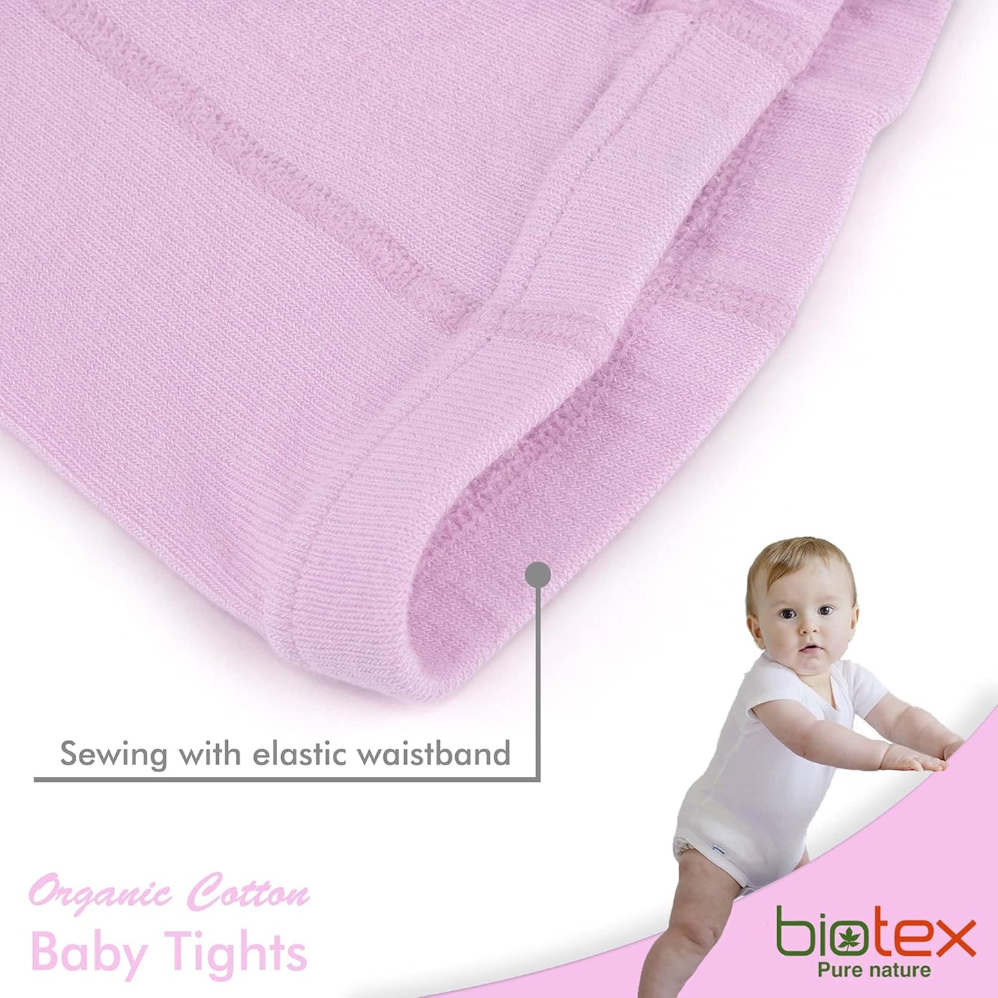 3 Pairs Organic Cotton Baby Girl and Boy Tights for Winter, Seamless Newborn Leggings, Toddler