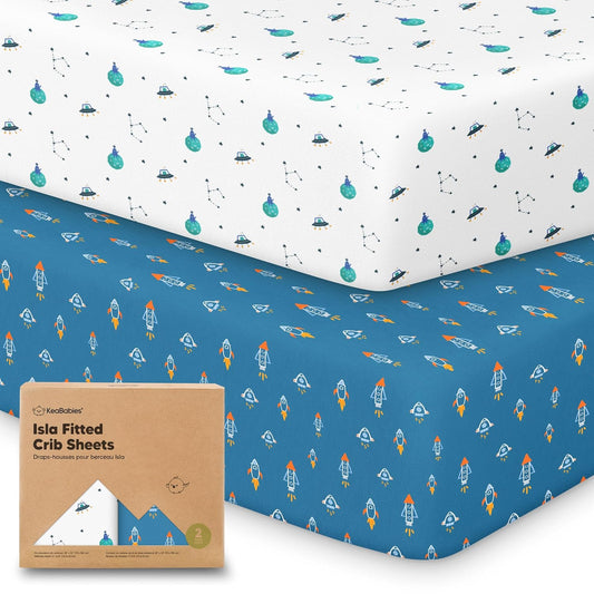 KeaBabies 2-Pack Baby Crib Sheets for Boys, Girls - 52x28 Viscose Derived from Bamboo Toddler Bed