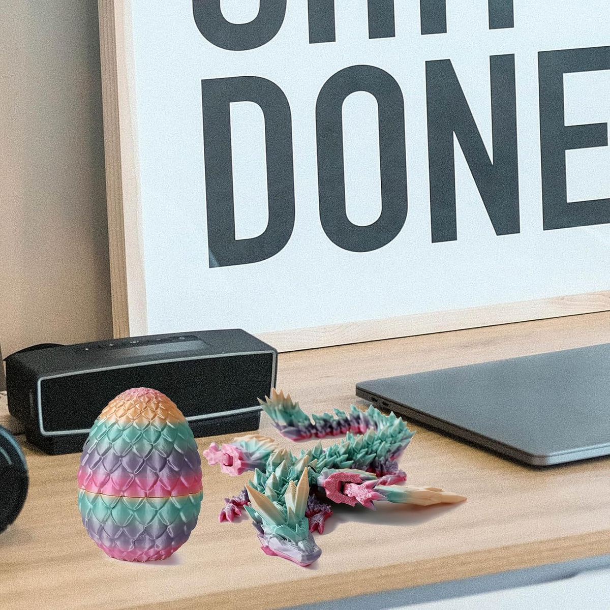 3D Printed Dragon Egg,Mystery Crystal Dragon Fidget Toys,Articulated Dragon,Home Desk Decor Easter