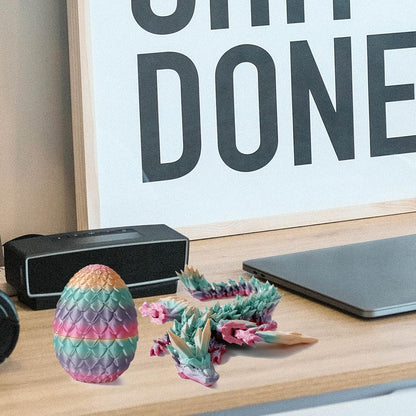 3D Printed Dragon Egg,Mystery Crystal Dragon Fidget Toys,Articulated Dragon,Home Desk Decor Easter