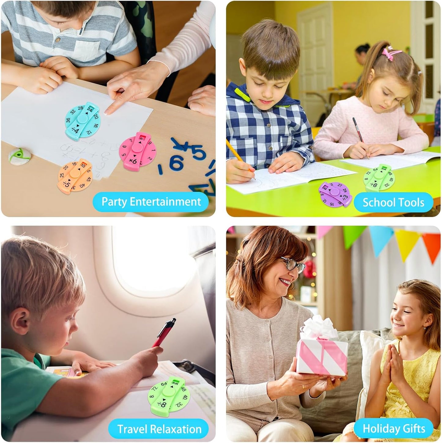 9 Pcs Math Fidget Spinners, Math Fidget Toy for Kids, Learn Multiplication and Division with The