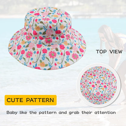 Peecabe Summer Baby Sun Hat for Boys Girls UPF 50+ Wide Brim Toddle Bucket Hat Adjustable Baby