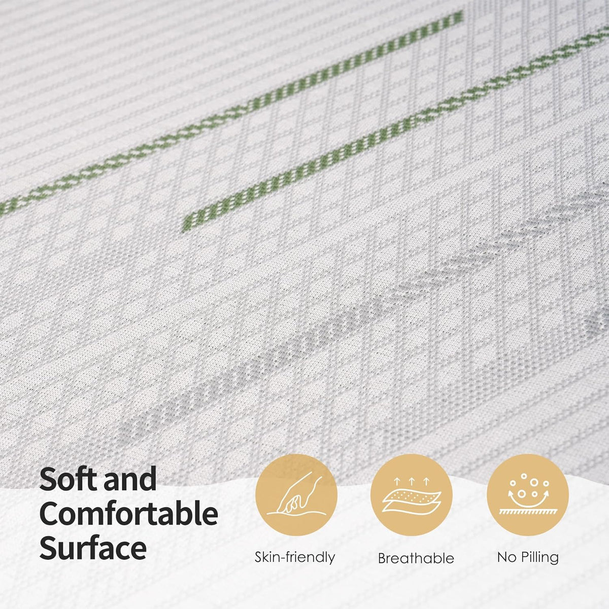 4 Inch Gel Memory Foam Sofa Mattress Cushion Full Size - Ultra Soft Removable Cover, Non-Slip