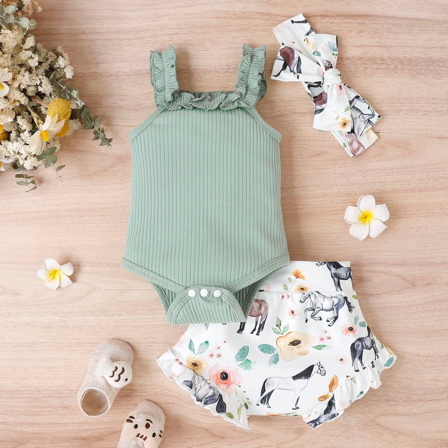 fhutpw Baby Girl Clothes Summer Cute Outfits 3 6 12 18 Months Spaghetti Strap Romper & Floarl