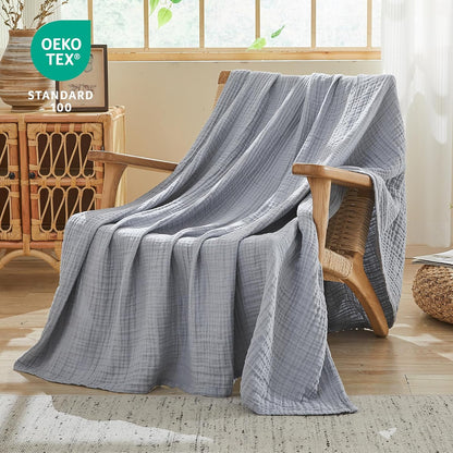 EMME Cotton Muslin Throw Blanket Couch Breathable Gauze Blanket Soft Lightweight Blankets Adults