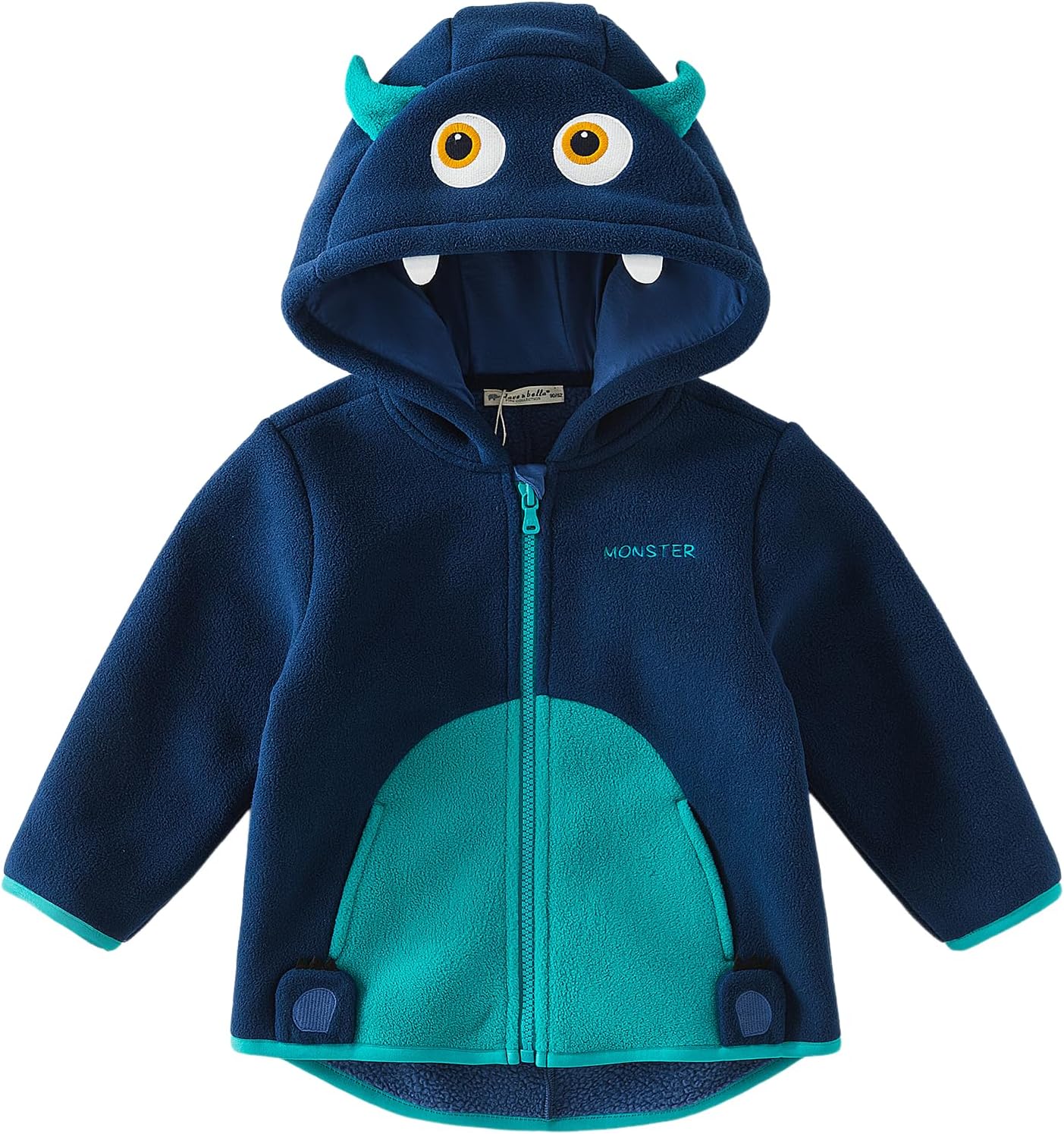 DAVE&BELLA Toddler Fleece Jacket, Baby Boys Girls Animal-shaped Hooded Zipper Long Sleeve Warm