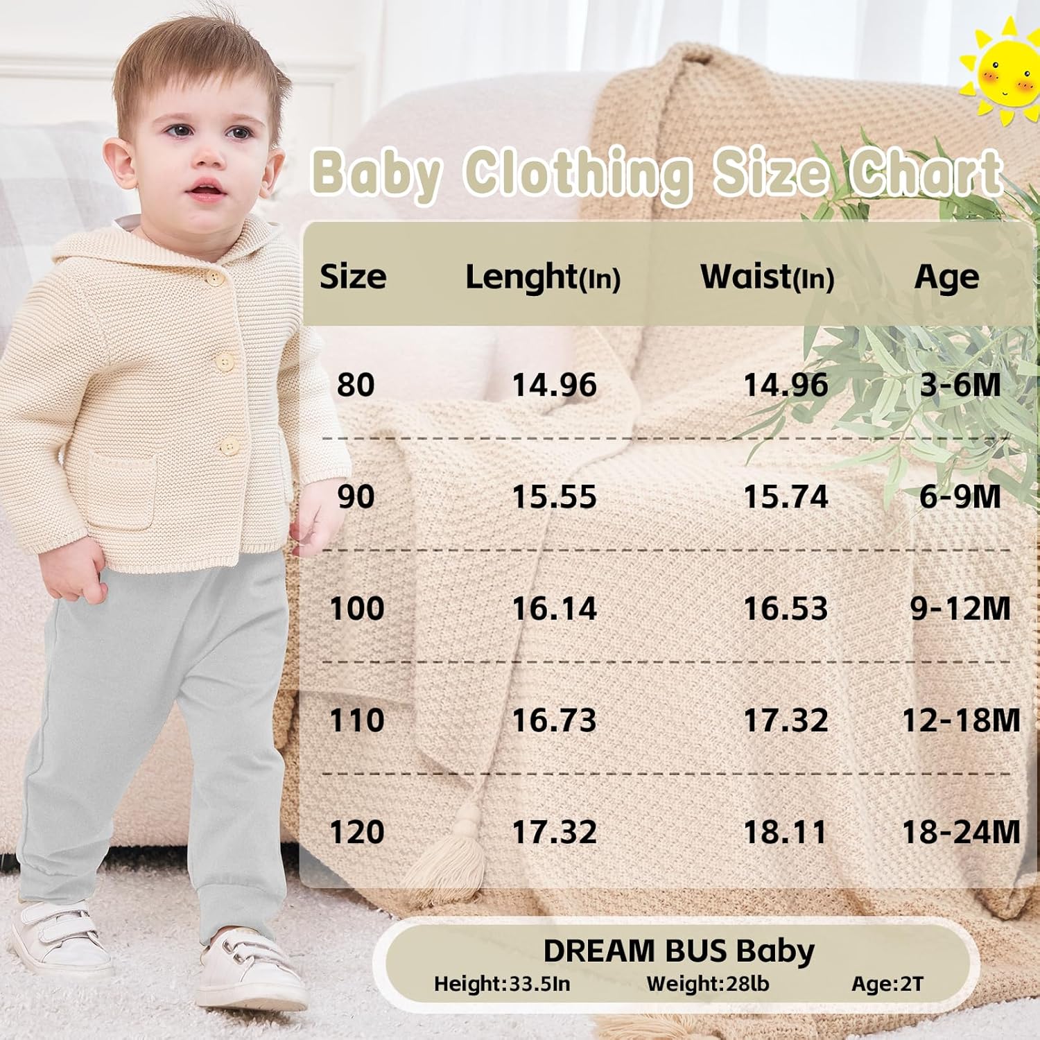 DREAM BUS Pack of 3 Toddler Jogger Pants with Pocket Toddler Boy Sweatpants Baby Boy Pants Infant