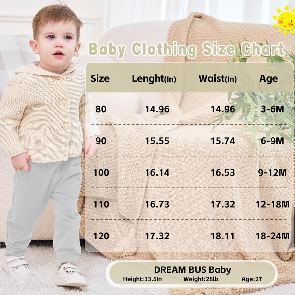 DREAM BUS Pack of 3 Toddler Jogger Pants with Pocket Toddler Boy Sweatpants Baby Boy Pants Infant