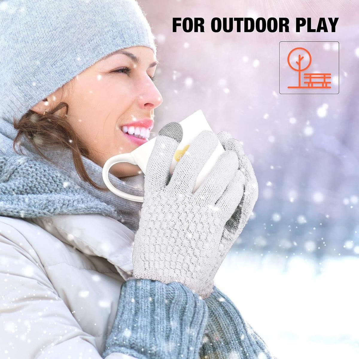 Geyoga 2 Pairs Women's Winter Touch Screen Gloves Soft Warm Fleece Lined Knit Elastic Cuff Winter