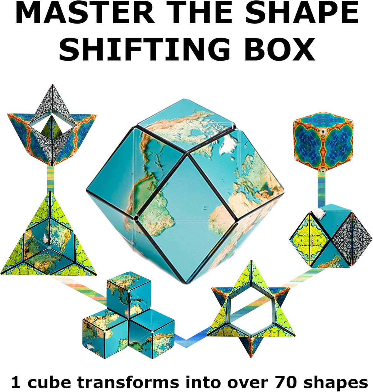 SHASHIBO Shape Shifting Box - Award-Winning, Patented Fidget Cube w/ 36 Rare Earth Magnets
