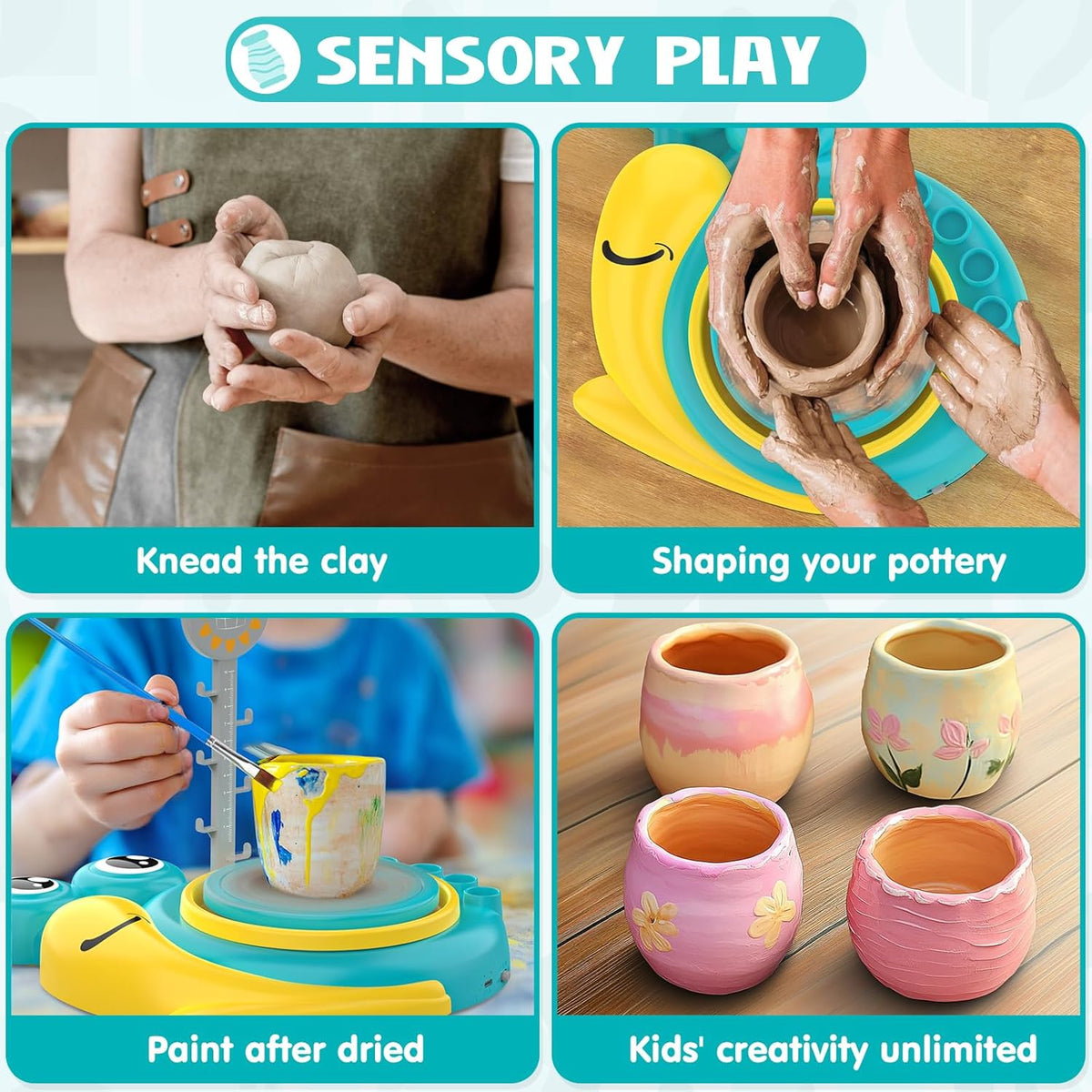 Pottery Wheel for Kids - Complete Art Supplies Arts & Crafts Kit, Crafts for Girls 8-12, Girls Boy