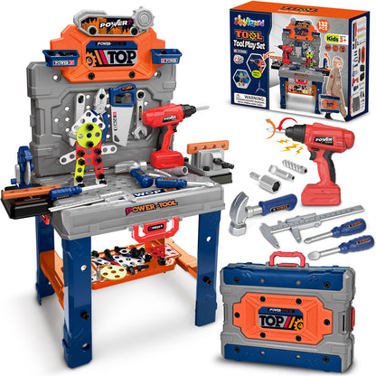 Kids Tool Bench with Electric Drill, Toddler Tool Set for Boys Ages 3-5 6-8