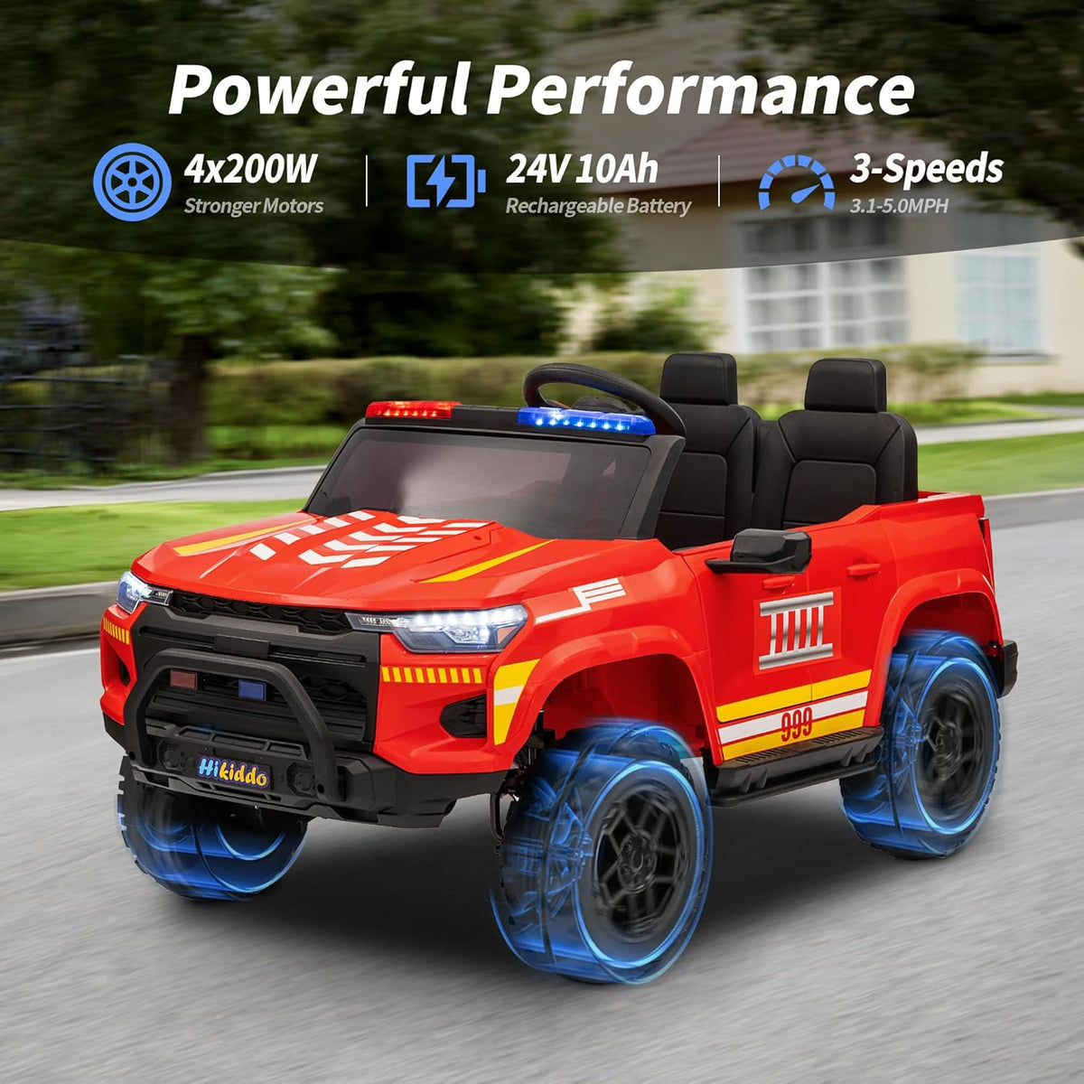 24V 10Ah Electric Police Car Ride on Toy for Big Kids, 4WD 2 Seater Kids Ride on Car SUV w/Remote
