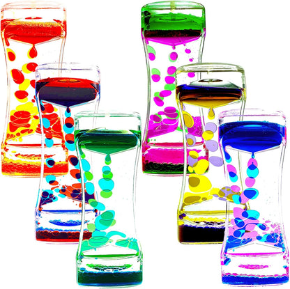 Liquid Motion Bubbler Timer Pack of 6 Great Desktop Colorful Hourglass Liquid Bubbler Sensory