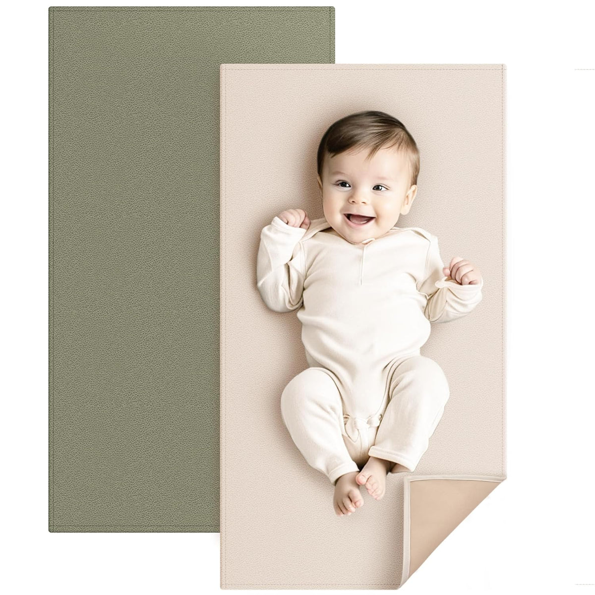 Konssy Faux Leather Baby Changing Mat, Waterproof, Wipeable & Portable Diaper Changing Pad for