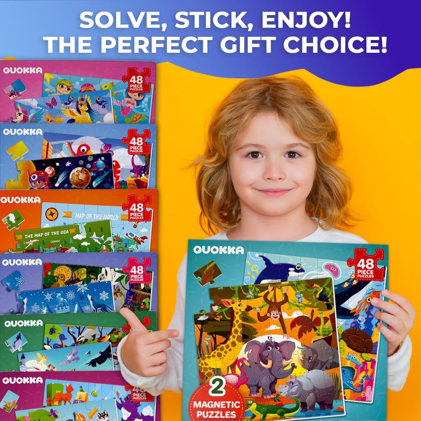 QUOKKA Magnetic Puzzles for Toddlers 2-4 - 2x48 Travel Puzzle Games for Kids Ages 3-5 Years Old