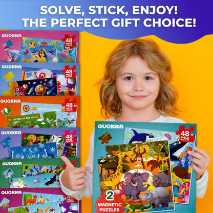QUOKKA Magnetic Puzzles for Toddlers 2-4 - 2x48 Travel Puzzle Games for Kids Ages 3-5 Years Old