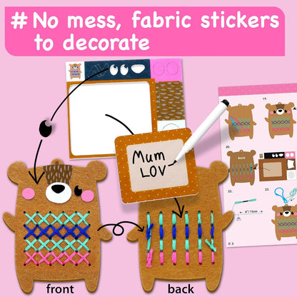 EZCRA Beginner Needlepoint Cross Stitch Kit for Kids Ages 5-8 – Easy Embroidery Starter Set with