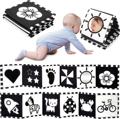 URMYWO Black and White Tummy Time High Contrast Newborn Toys 0-3 Months, Soft Baby Book, Visual