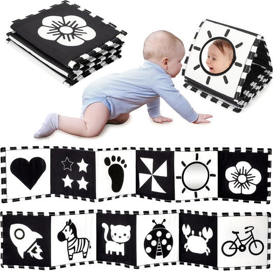 URMYWO Black and White Tummy Time High Contrast Newborn Toys 0-3 Months, Soft Baby Book, Visual
