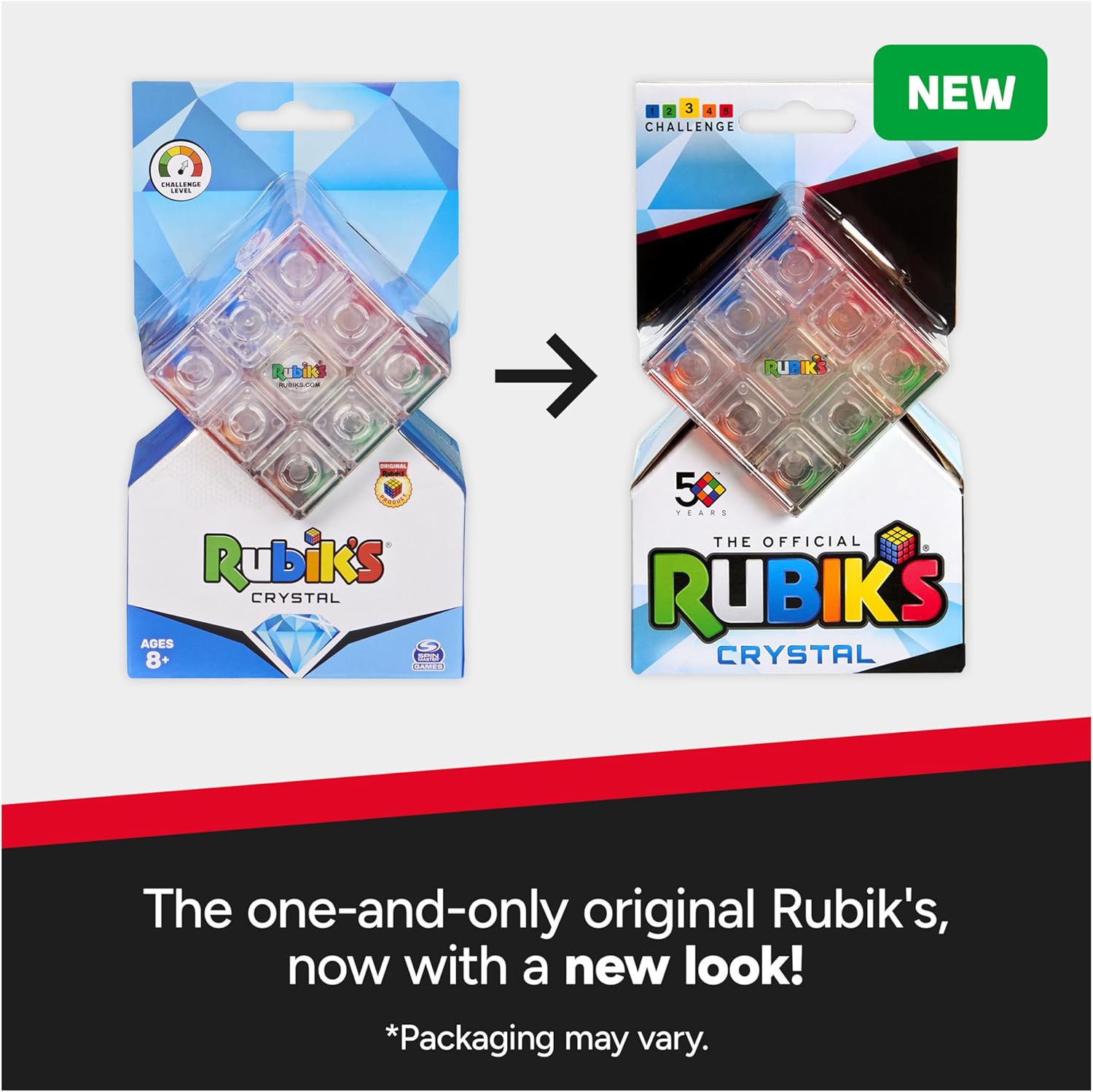 Rubik’s Crystal, New Transparent 3x3 Cube Classic Color-Matching Problem-Solving Brain Teaser