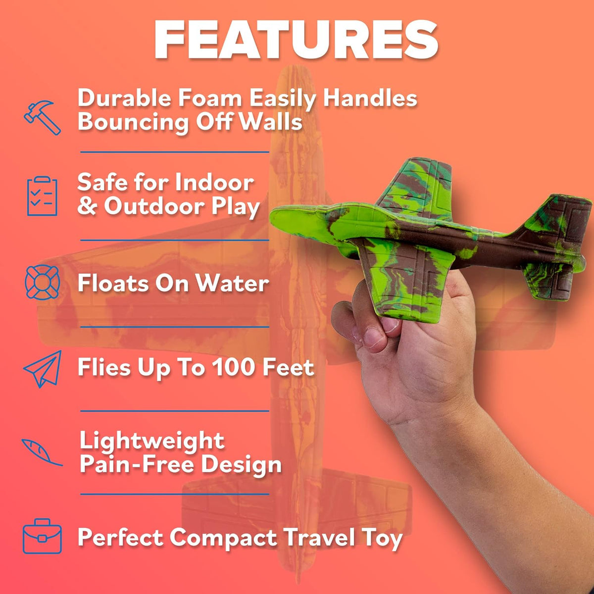 Stocking Stuffer Gifts For Boys&Girls: Foam Airplane Toy Glider Plane Styrofoam Airplanes for Kids.