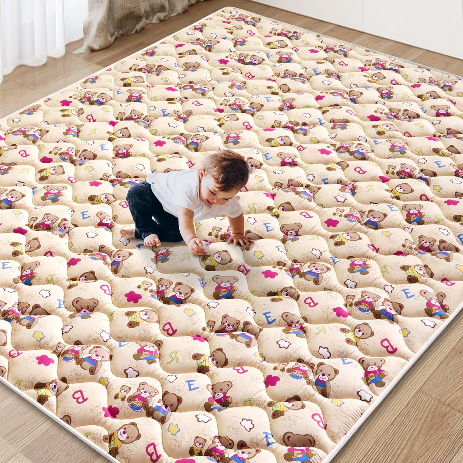 Vibe Bear Baby Play Mat - 79" X 71",Premium Thicker Foam One-Piece Crawling Mat, Extra Large