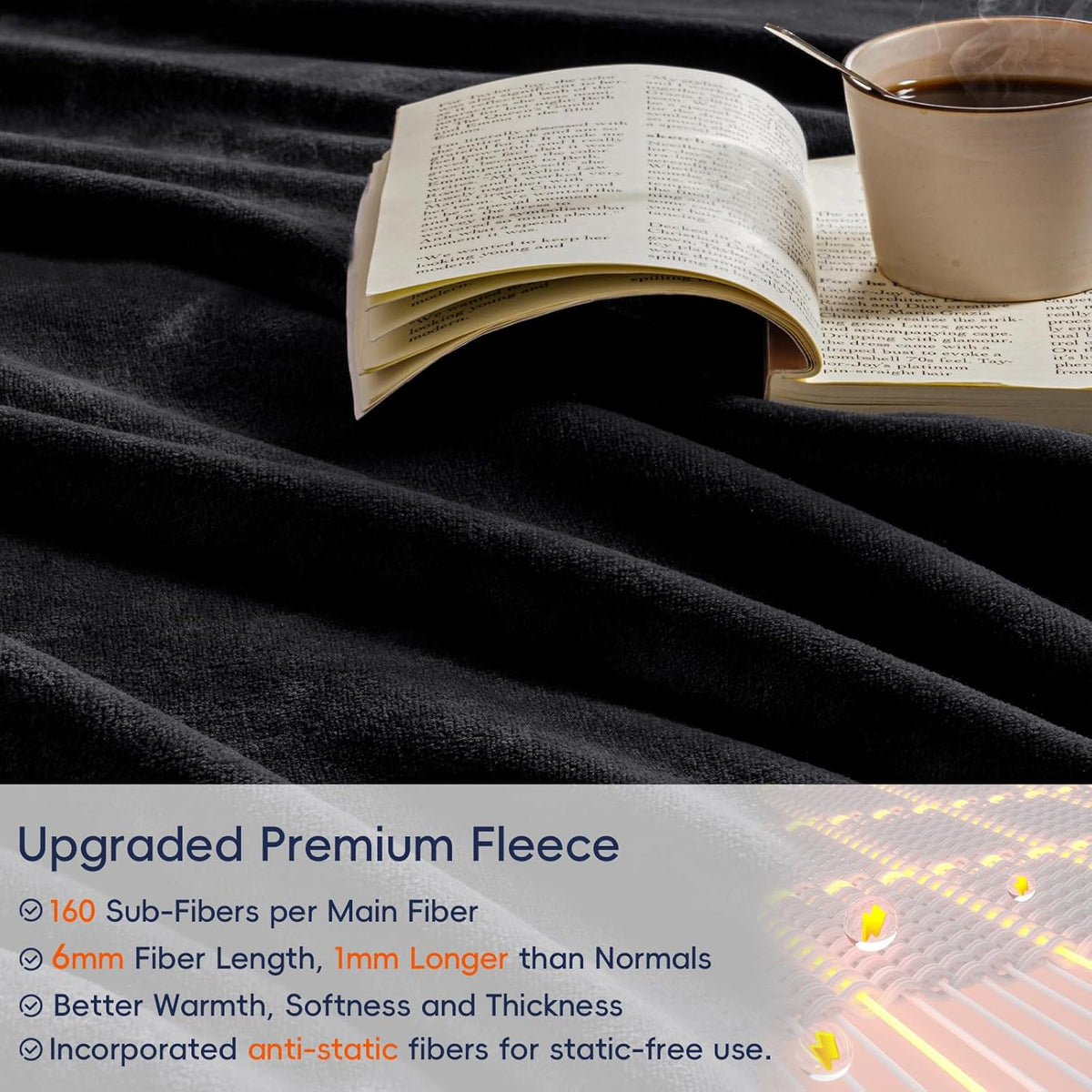 PHF Ultra Soft Fleece Blanket Queen Size, No Shed No Pilling Luxury Plush Cozy 300GSM Lightweight