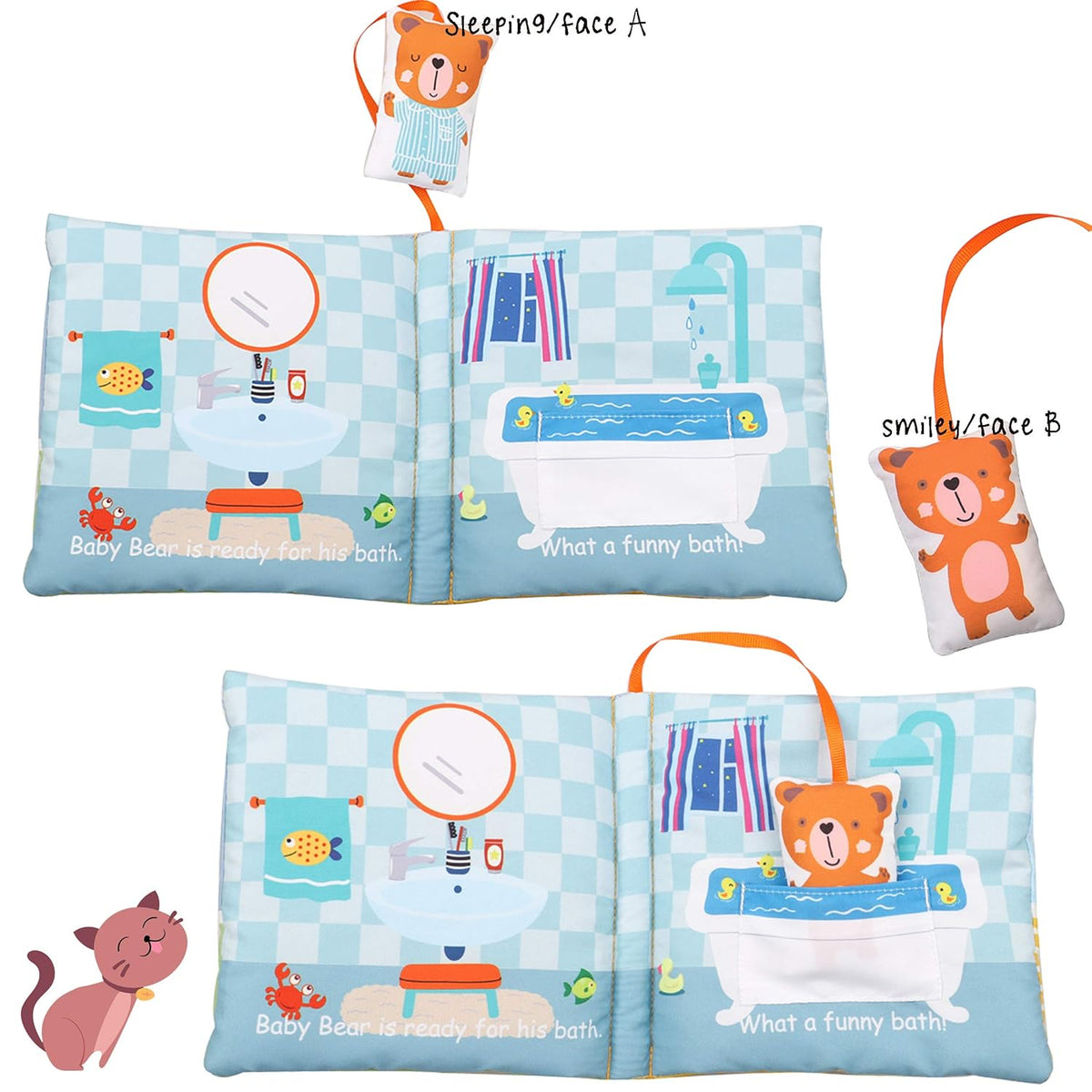 Teddy Bear Baby Book Activity Quiet Cloth Soft Books Developmental Toys Interactive Baby Books for