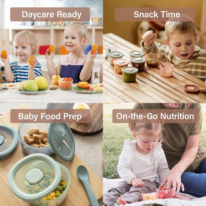 Moonkie Silicone Snack Containers for Kids | 8 oz Baby Food Storage Containers with Airtight Lids