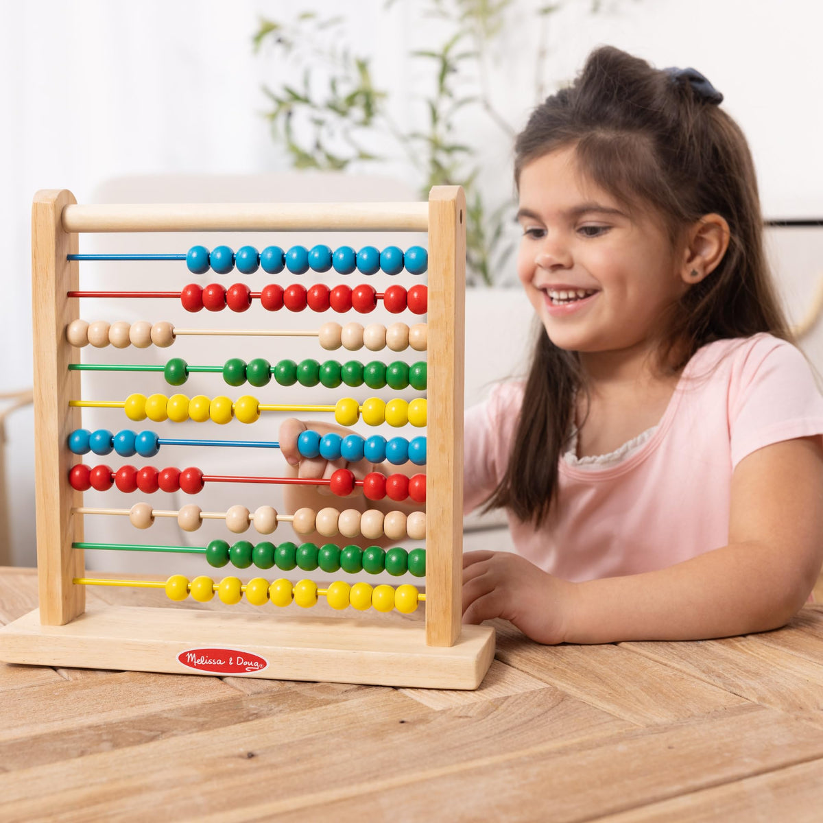 Melissa & Doug Abacus Classic Wooden Toy with 100 Beads - Preschool Learning Activities and Math