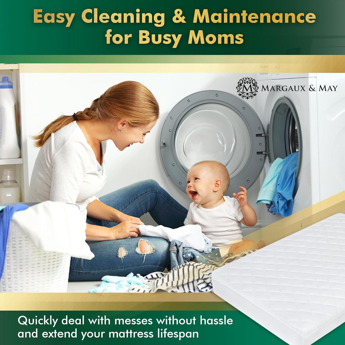 Crib Mattress Protector Pad - Ultra-Soft Waterproof Breathable Premium Bamboo Rayon - Noiseless