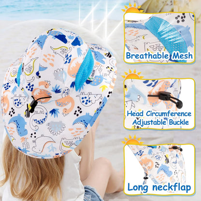 XIAOHAWANG Girls Sun Hat Baby Beach Hats Boys UPF 50+ Kids Summer Protection Cap Toddler Breathable