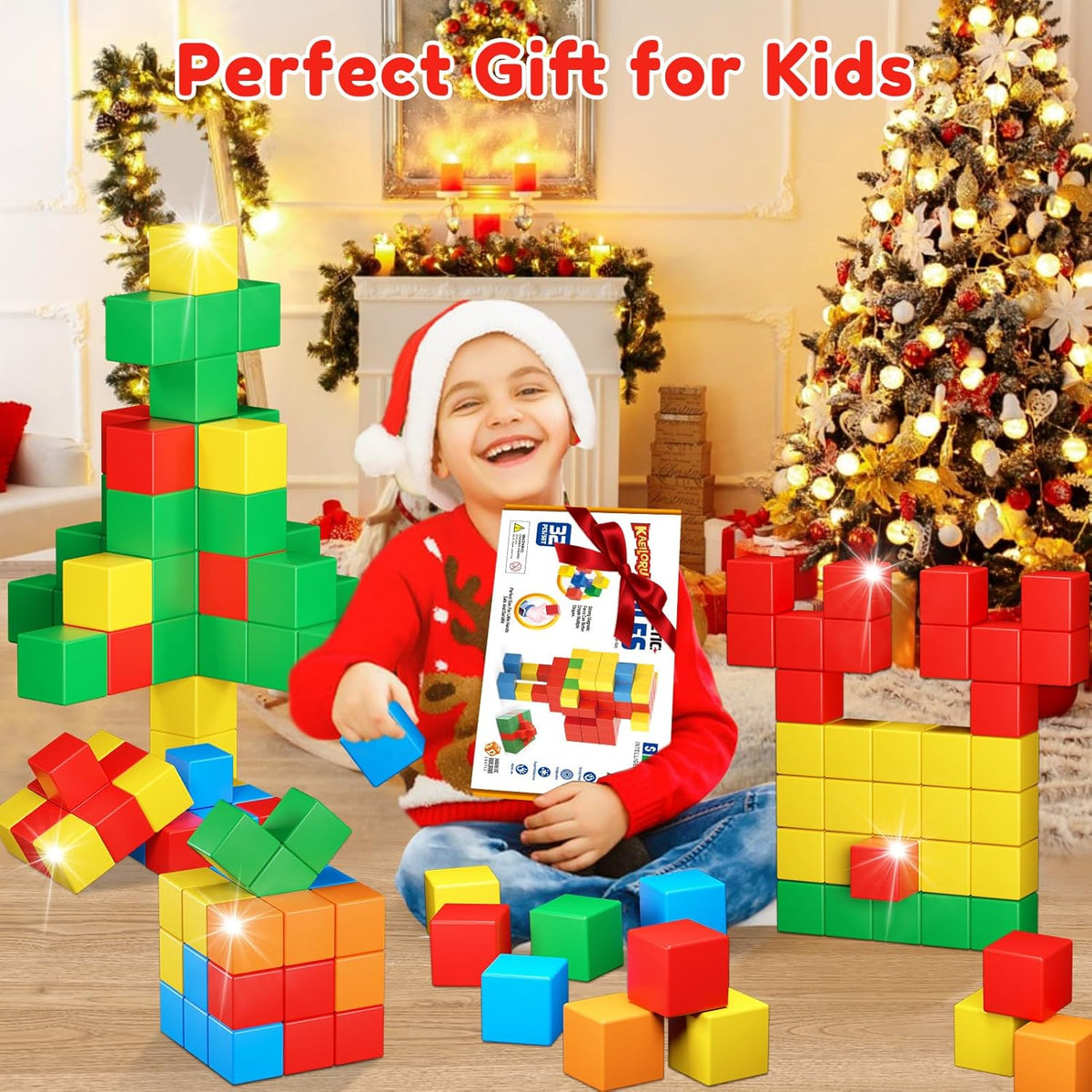 Magnetic Blocks for Toddlers Toys,1.42 Inch Building Blocks Toys for 3 4 5 6 7 8+Years Old Boys