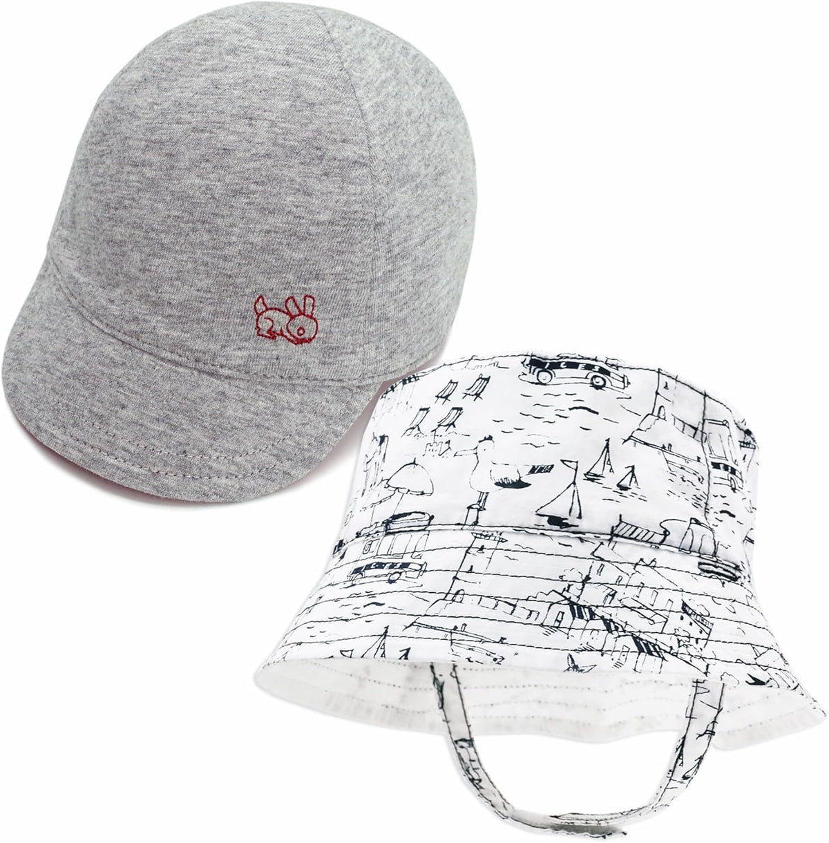 Keepersheep Baby Reversible Baseball Cap Infant Sun Hat, Cotton Knit Soft Brim for Infant Toddler
