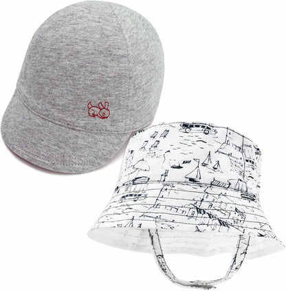 Keepersheep Baby Reversible Baseball Cap Infant Sun Hat, Cotton Knit Soft Brim for Infant Toddler