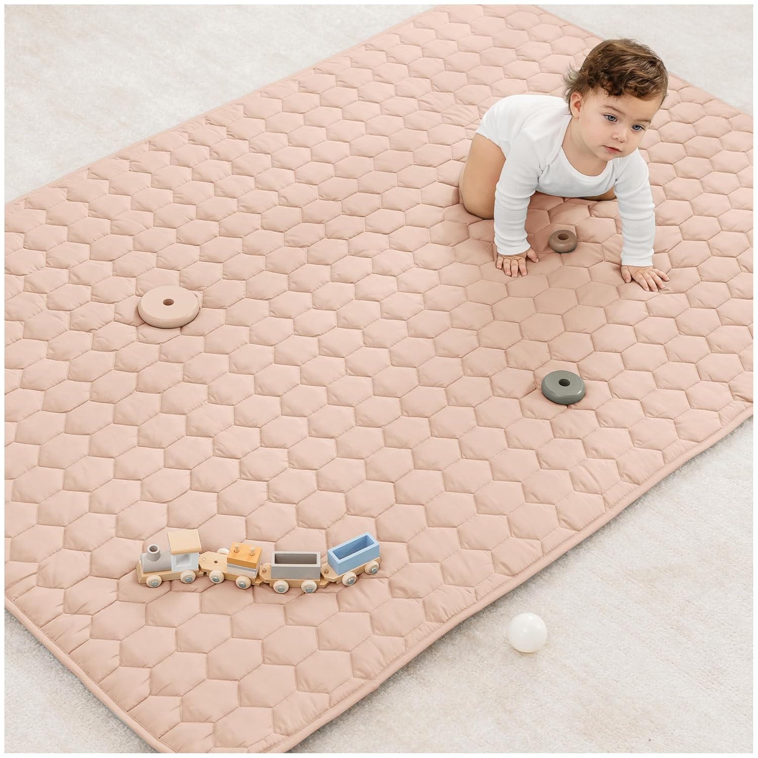 Comfy Cubs Rectangle Kids Play Mat - Medium 48 x 72 inches Soft Quilted Baby Floor Mat with