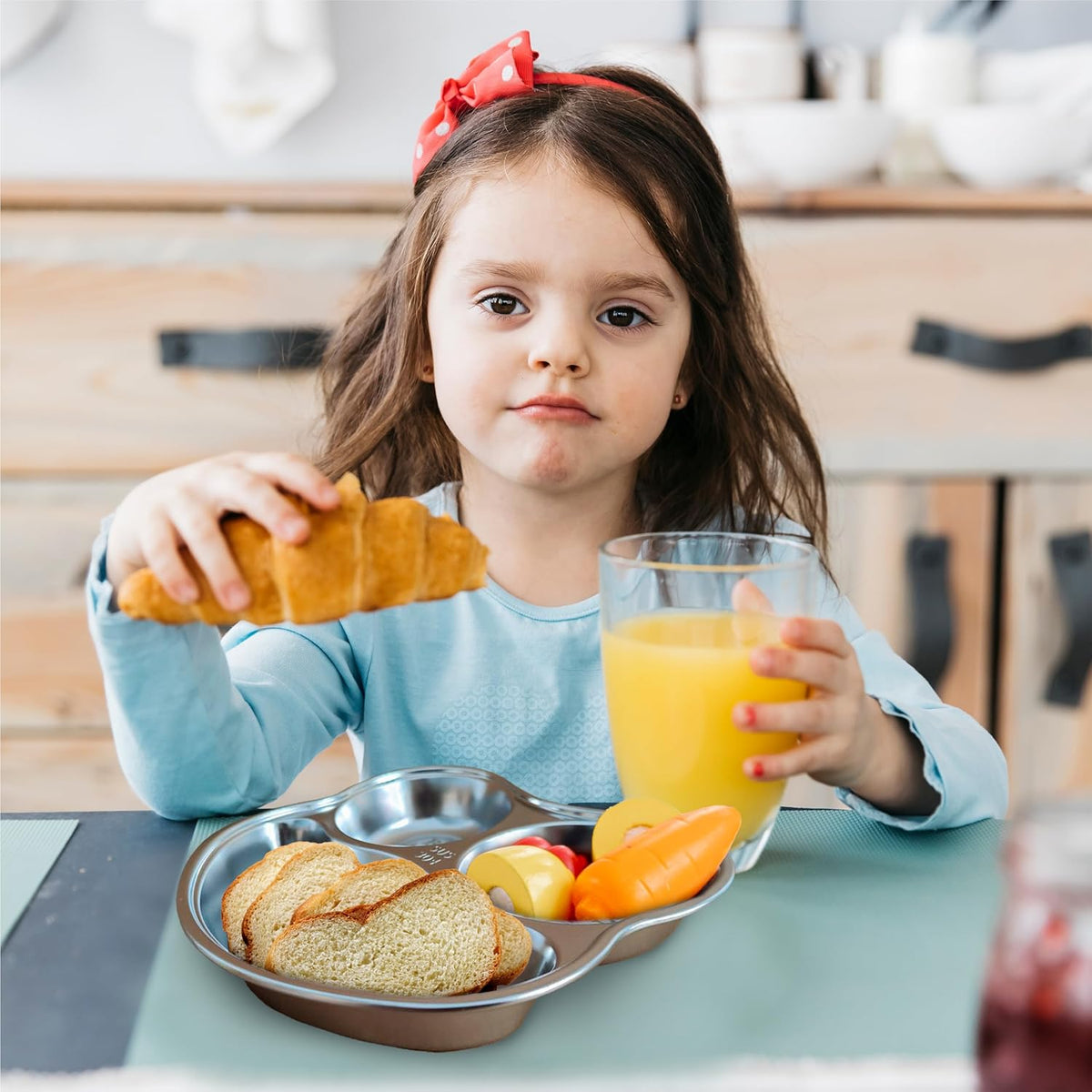 Stainless Steel Plates for Kids, Toddler Plate, Non Toxic Baby Dinnerware, BPA-Free Feeding Tray