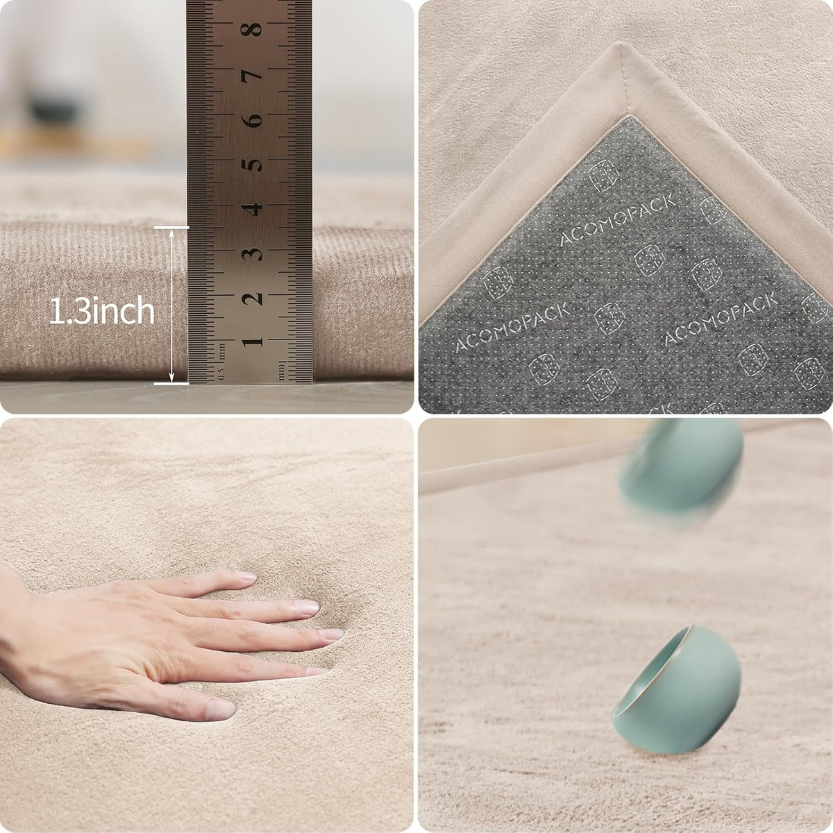 ACOMOPACK Baby Play Mat for Floor 1.3" Thick Memory Foam Play Mat 79"×157 Tummy Time Crawling with
