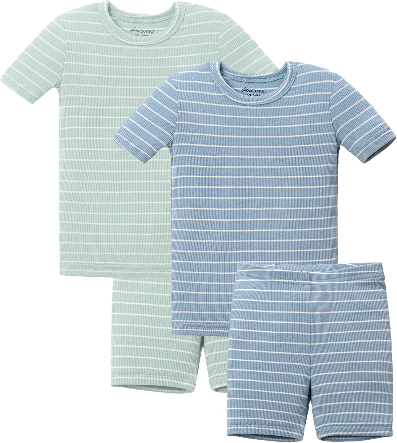 AVAUMA Stripe Pattern Baby Boys Girls Pajama Set Kids Toddler Snug fit Ribbed Sleepwear pjs for