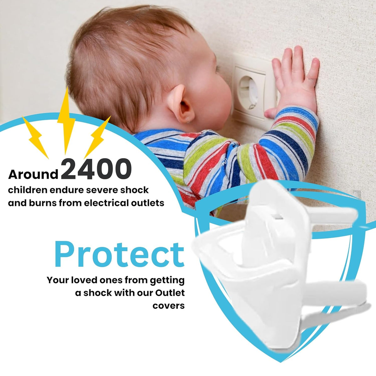 60 Pack Outlet Covers Baby Proofing with Pull Handle- Plug Covers Baby Proofing- White Baby Proof