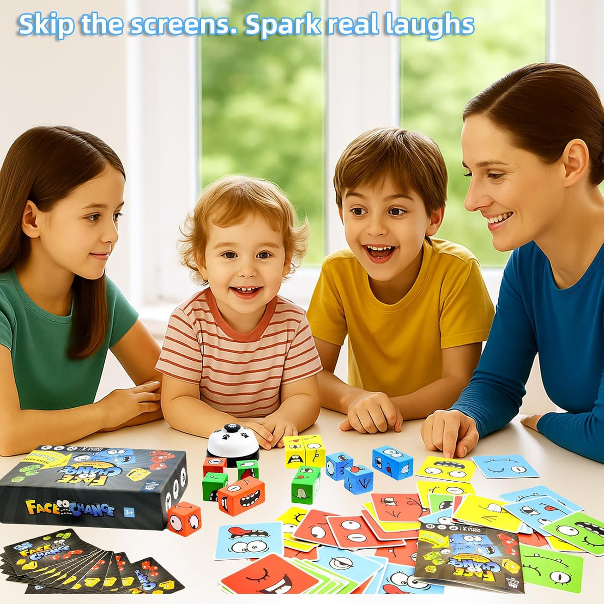 Wooden Face Changing Magic Cube Game, Expression Puzzle Building Blocks Pattern Matching Game